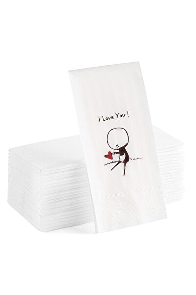 Matbaagraf منديل عرض للعشاق مطبوع عليه عبارة "أحبك" 20 قطعة