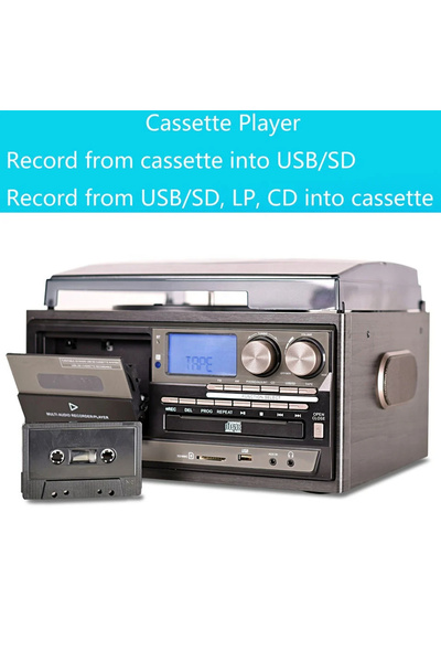 FLAGEN Kn-110 Bluetooth Kumandalı Cdli Kaset Usb Radyo 33-45-78 Plaklar Çalar Pikap