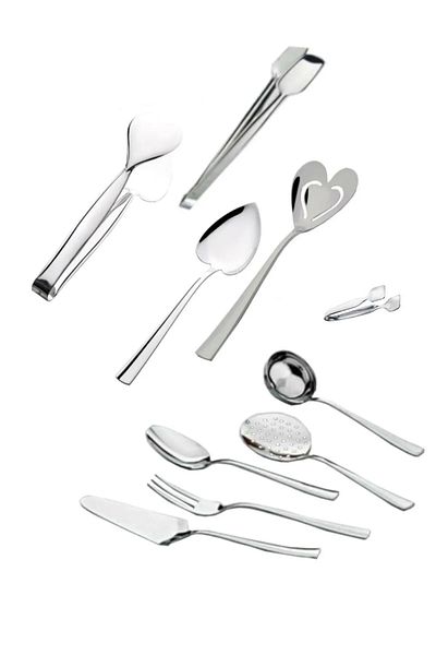Nehir Steel 10 Piece Spatula Spoon Colander Ladle Grill Sugar Cake Tongs Tool Set