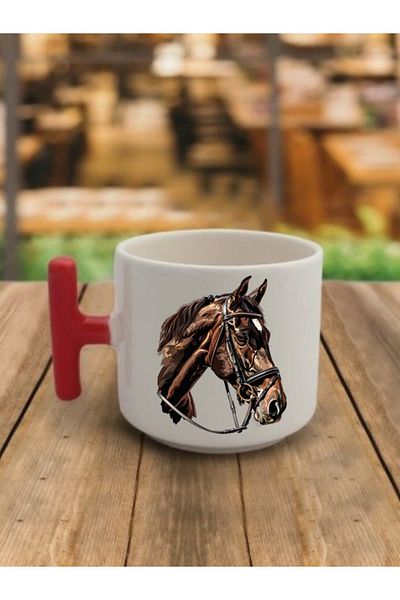 lili hediyelik Horse Head Themed Coffee Cup Mug - Ceramic Tea, Coffee Gift Cup