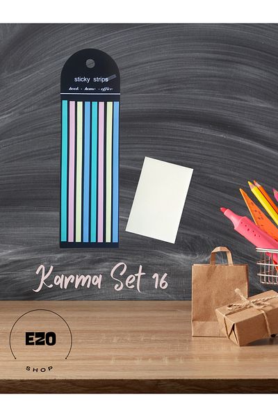 EZOSHOP Set of 2 Long Strip and Cardamom Small Size Transparent Adhesive Note Paper Stationery Post It Mixed Set 16