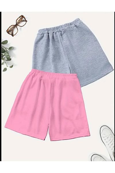 Machetta Children's Set of 2 Paw Printed Summer Short Shorts - Casual Short Shorts
