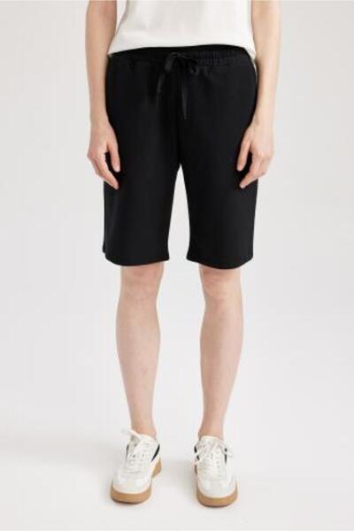 DeFacto Regular Beli Bağcıklı Bermuda %100 Pamuk Şort W9369az23sm