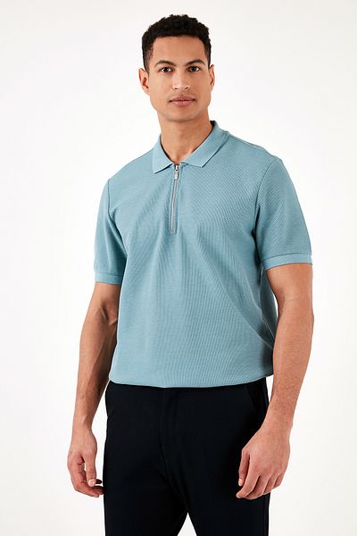 Buratti Tricou din bumbac, cu fermoar, cu decolteu polo, pentru bărbați, tricou POLO5902434