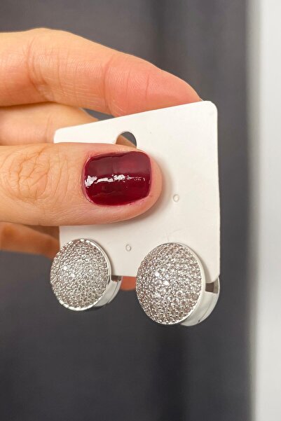 Sue Store Gümüş Zirkon Taşlı Top Model Küpe