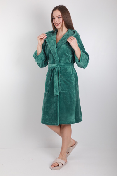 Wild Love Γυναικεία κοντή ρόμπα με κουκούλα 100% από μπαμπού