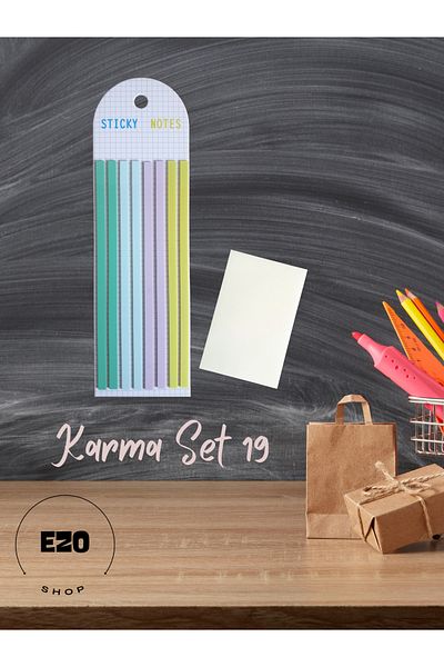 EZOSHOP Set of 2 Long Strip and Cardamom Small Size Transparent Adhesive Note Paper Stationery Post It Mixed Set 19