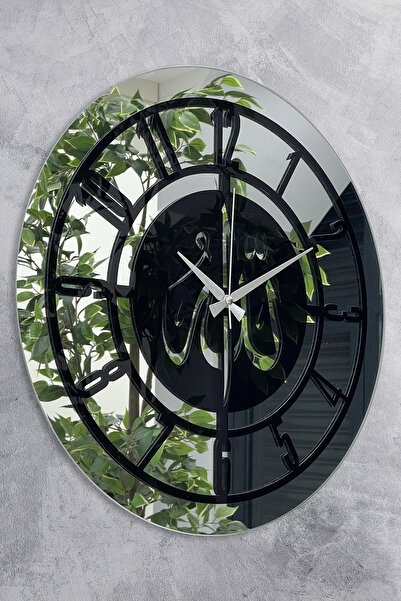 EMORES ساعة حائط مزخرفة بمجسمات بلكسي مرآة حقيقية مقاس 46 سم مع شرائط