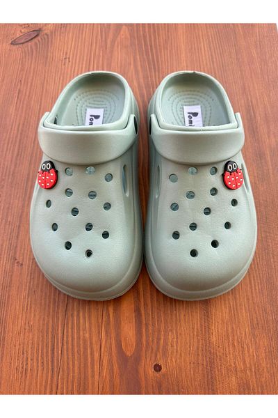 Pomidik Women's Ladybug Accessory Massage Sole Closed Front Eva Slippers Black