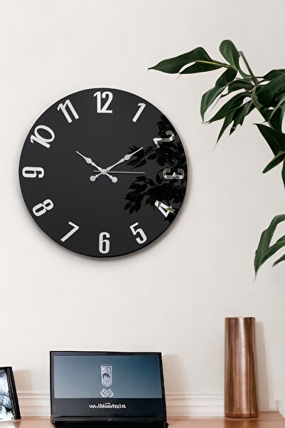 EMORES ساعة حائط مزخرفة بأرقام زجاجية شبكية بمرآة حقيقية مقاس 46 سم