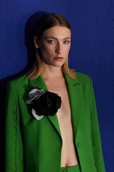 Jus De Pommes GREEN BEAD DETAILED WOMEN'S SUIT DRESS