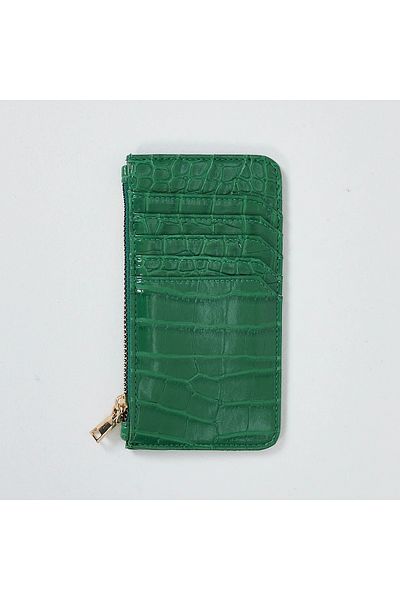 The Noir Leather Miami Zippered Women's Green Card Holder Wallet