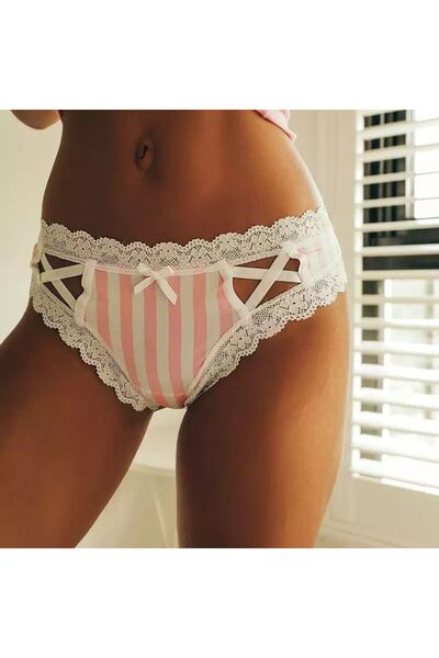 Helen Nuit Beyaz Pembe Dantelli Lolita Brazilian Tanga String