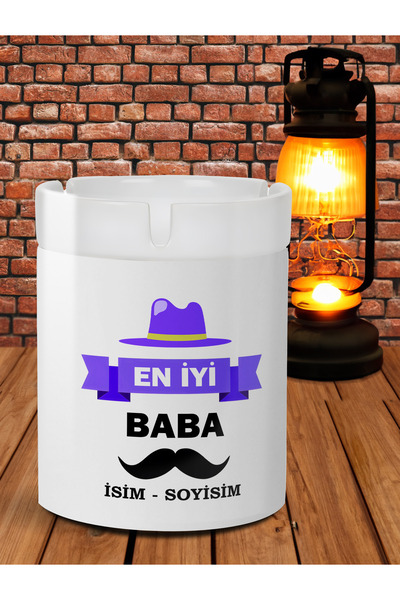 HobiShop En İyi Baba Yazılı Kişiye Özel İsimli Küllük Babaya Hediye