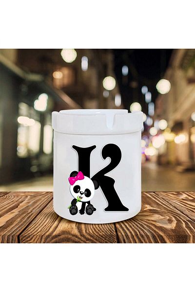 HobiShop Κεραμικό τασάκι με μοτίβο Panda Letter K