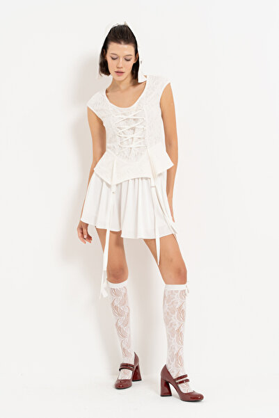 Kikiriki Dantel Bluz Mini Saten Etek Set