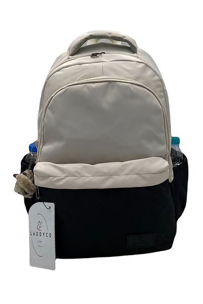 Bevitton Water Resistant Custom Bett's Fabric Unisex Beige-Black School Backpack 34100