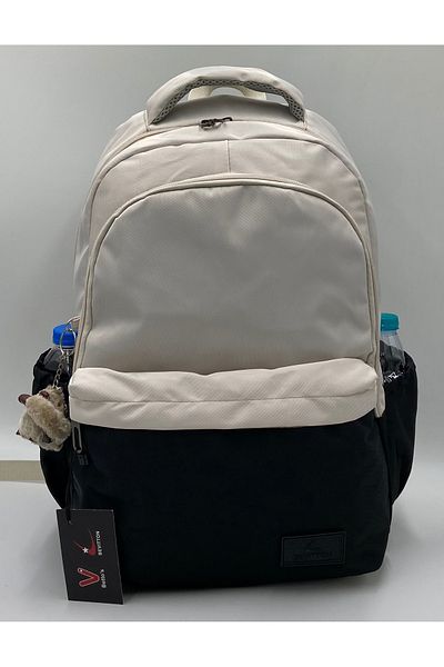 Bevitton Αδιάβροχο Custom Betto's Fabric Unixes Beige-Black Daily School Backpack 34100