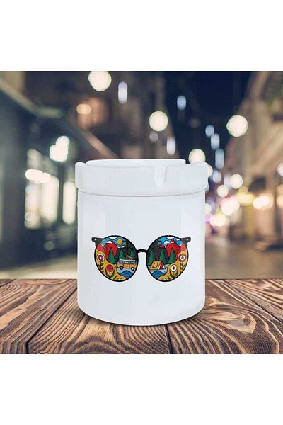 HobiShop Hipster Ashtray Γυαλιά με μοτίβο εμπριμέ Επιτραπέζια σχάρα K-99