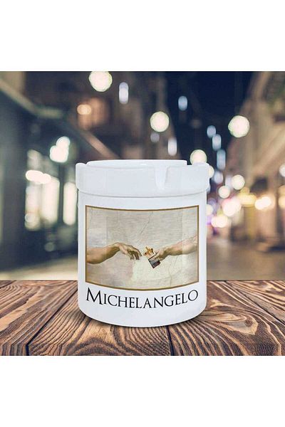 HobiShop Michelangelo Ashtray The Creation of Adam Printed Ashtray K-144