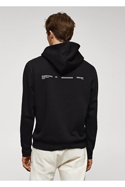 MANGO Man Yazılı Pamuklu Kapüşonlu Sweatshirt