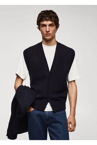 MANGO Man Wool Blended Knitwear Vest