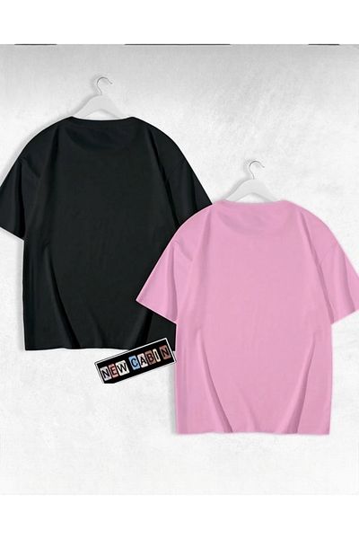 NewCabin Noul sezon Bumbac supradimensionat A Calitate Iubită Combinații de cuplu Leu tigru Design 2 bucăți Produs Tricou