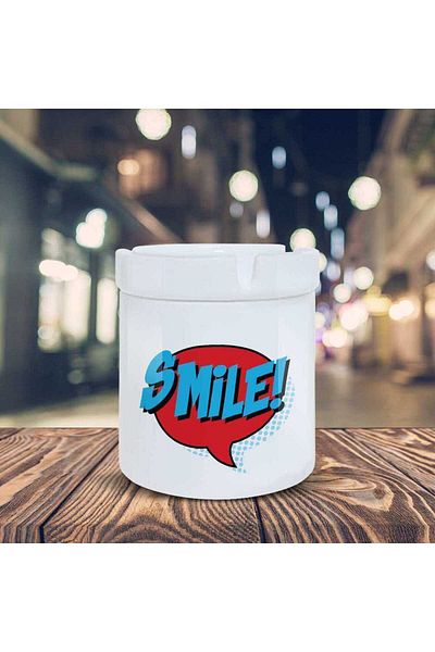 HobiShop Smile Written Ashtray Pop Art Printed Ashtray K-107