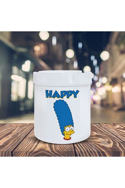 HobiShop Marge Simpson Τασάκι Happy Printed Ashtray K-64