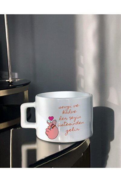 HobiShop Sevgi Ve Kahve Tasarımlı Çay- Kahve Fincanı