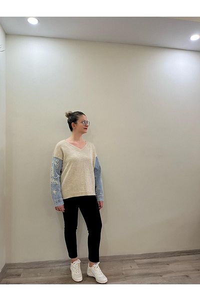 Robin سترة نسائية أنيقة بأكمام حجرية مطرزة ومفصلة بمقاس STD (مقاس 38-42)