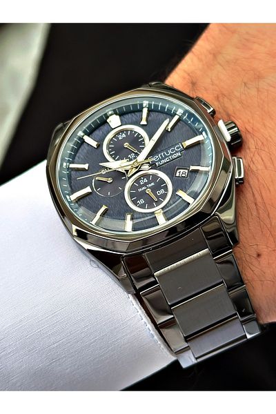Ferrucci Black Color Function Steel Cord Men's Wrist Watch + Bracelet Gift