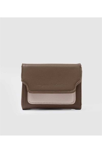 ZR Accessory Двуцветен кремав портфейл от изкуствена кожа с цветни блокове