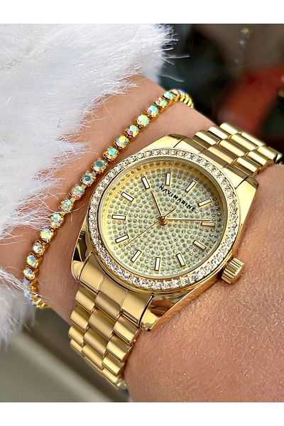 Navimarine Gold Color Steel Cord Women's Wristwatch + Bracelet Gift