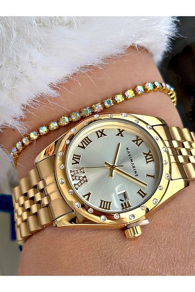 Navimarine Silver Color Steel Strap Women's Wristwatch + Bracelet Gift