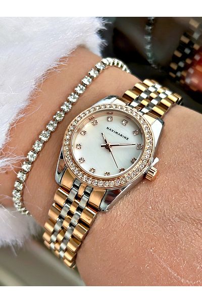 Navimarine Gold Color Steel Cord Women's Wristwatch + Bracelet Gift