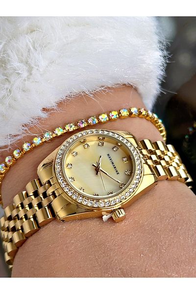 Navimarine Gold Color Steel Cord Women's Wristwatch + Bracelet Gift