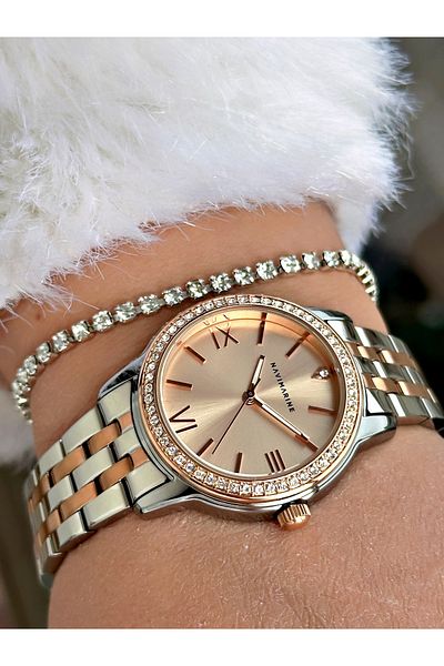 Navimarine Gold Color Steel Cord Women's Wristwatch + Bracelet Gift