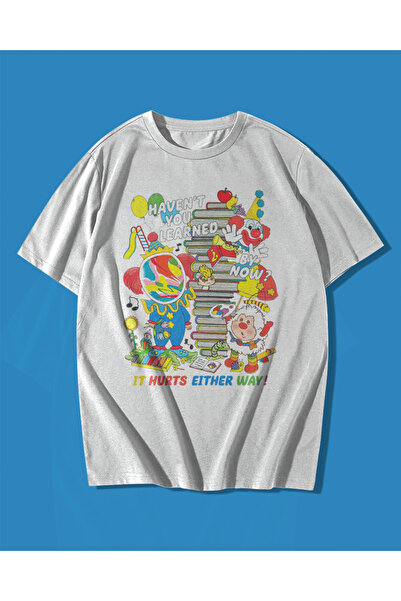 rebelberi Tricou alb unisex supradimensionat cu tematică clovn în stil sarcastic