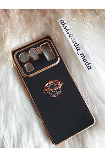 Aksesuarda Moda Xiaomi Mi 11 Ultra Uyumlu Yüzüklü Standlı Gold Detaylı Lazer ...