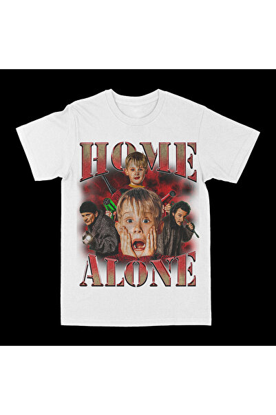 rebelberi Home Alone Один вдома Бутлег Стиль Саркастичний Білий Oversize Унісекс Футболка T-Shirt