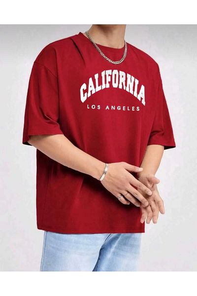 khufu CALIFORNIA Printed RED Oversize T-shirt Comfortable Cut Unisex