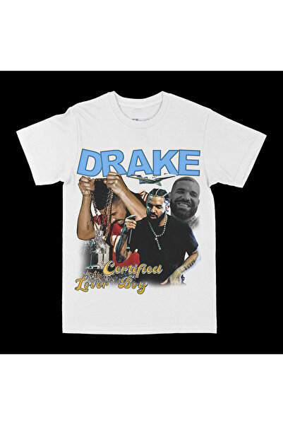rebelberi Drake Certified Lover Boy Yazılı Hiphop Rap Bootleg Stil Beyaz Over...