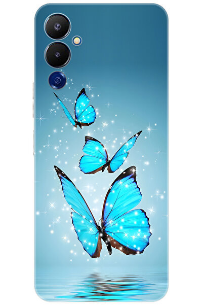 TECNO Pova 4 (LG7n) Uyumlu Kılıf Desen Baskılı Silikon Mavi Kelebek STK:710 CP-VCuHgET
