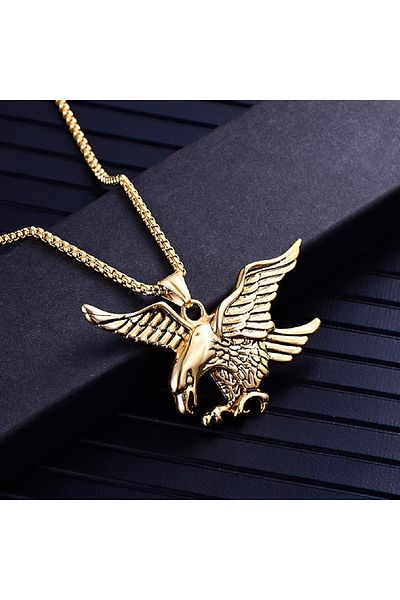 FG KONNİCHİWA Flying American Eagle Hip Hop Necklace Stainless Jewelry Accessory Unisex Accessory Vintage Steel NecklaceE