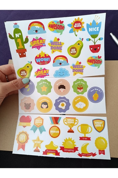 Pink Swan Craft Sevimli Öğretmen - Öğrenci Ödül (31 ADET) Etiket Seti, Okuma,...