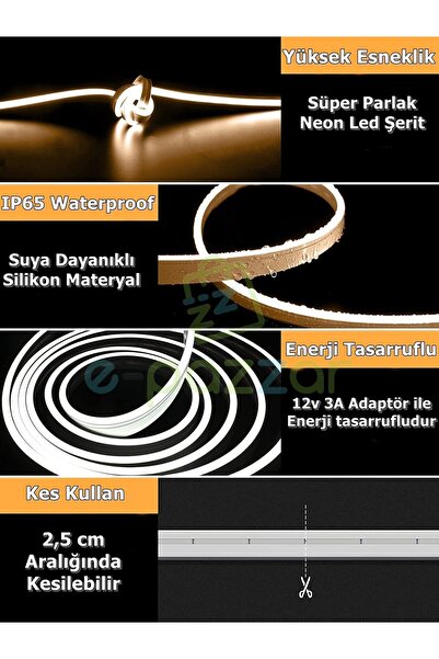 LightSpace 5 Metre Multicolor 16 Renk Kumandalı 16 Renk Dimmable 4 Fonksiyon Esnek Şerit Neon Led Aydınlatma