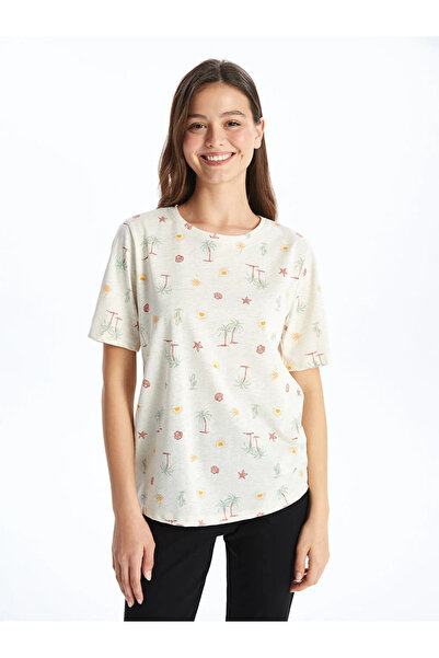 LC Waikiki LCW DREAM Crew Neck Print Short Sleeve Women's Pajamas Top