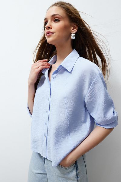 Trendyol Collection Aerobin Fabric Regular Fit - Light Blue Woven Shirt TWOSS24GO00106