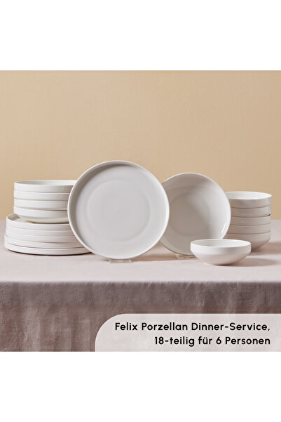 Karaca Felix 6 lidí Porzellan Geschirrset - 18 Teilig, Weiß